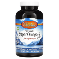 Омега-3 супер, Super Omega-3, Carlson, из дикой природы, 180 гелевых капсул