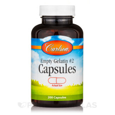 Желатинова капсула № 2, Small #2 Empty Caps, Carlson, порожня, маленька, 200 капсул