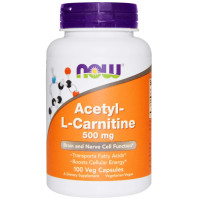 Ацетил-L-карнітин, Acetyl-L Carnitine, Now Foods, 500 мг, 100 вегетаріанських капсул