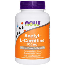 Ацетил-L-карнітин, Acetyl-L Carnitine, Now Foods, 500 мг, 100 вегетаріанських капсул