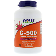 Аскорбат кальция, витамин С, Vitamin C-500, Calcium Ascorbate-C, Now Foods, 250 капсул