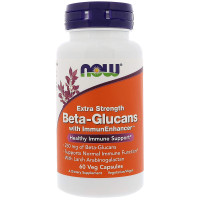 Бета-глюкани, Beta-Glucans, Now Foods, для імунітету, додаткова сила, 250 мг, 60 вегетаріанських капсул