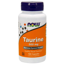 Таурин, Taurine, Now Foods, 500 мг, 100 вегетарианских капсул