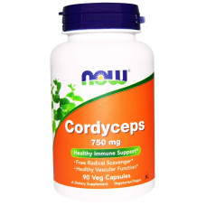 Кордицепс, Cordyceps, Now Foods, 750 мг, 90 вегетарианских капсул