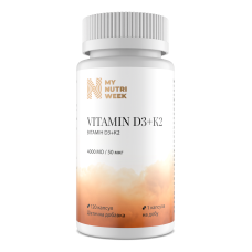 Вітамін D3+К2, Vitamin D3+K2, My Nutri Week, 4000 МО/50 мкг, 120 капсул