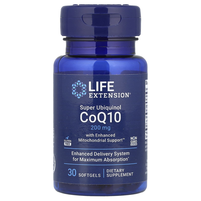 Коензим Q10 (Убіхінол), Ubiquinol CoQ10, Life Extension, 200 мг, 30 капсул