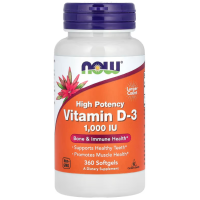 Вітамін D-3, Vitamin D-3, NOW Foods, високоефективний, 25 мкг (1000 МО), 360 гелевих капсул