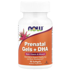 Витамины для беременных с рыбьим жиром, Prenatal Gels + DHA, Now Foods, 90 капсул