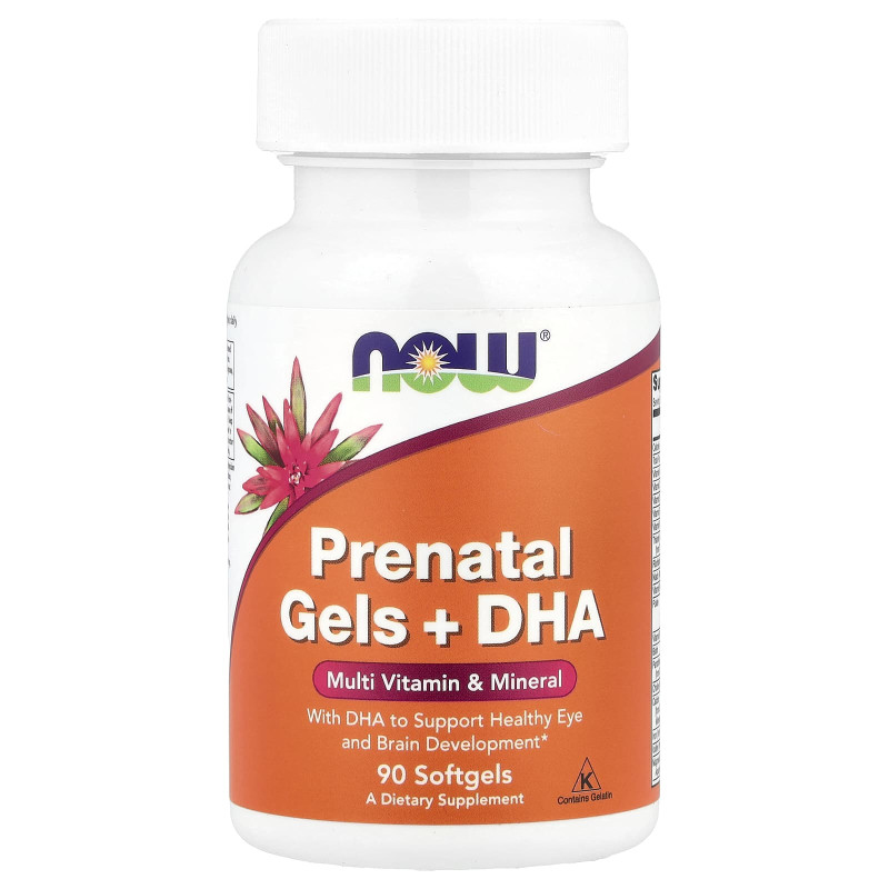 Витамины для беременных с рыбьим жиром, Prenatal Gels + DHA, Now Foods, 90 капсул