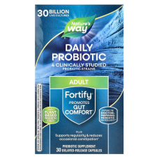 Пробиотики + пребиотики, Fortify, Nature's Way, ежедневные, 30 млрд КОЕ, для взрослых, 30 капсул с отсроченным высвобождением
