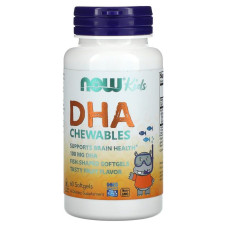 Риб'ячий жир для дітей з фруктовим смаком, Kid's DHA, Now Foods, 100 мг, 60 гелевих капсул