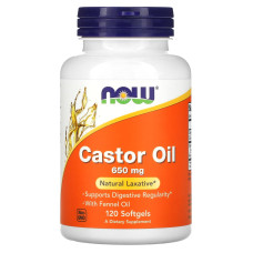 Касторове масло, Castor Oil, NOW Foods, 650 мг, 120 гелевих капсул