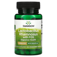 Пробіотик з ФОС, Lactobacillus Rhamnosus, Swanson, 5 млрд КУО, 60 вегетаріанських капсул
