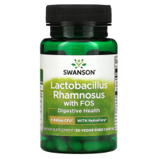 Пробиотик с ФОС, Lactobacillus Rhamnosus, Swanson, 5 млрд КОЕ, 60 вегетарианских капсул