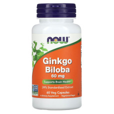Гинкго Билоба, Ginkgo Biloba, NOW Foods, 60 мг, 60 вегетарианских капсул