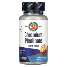 Піколінат хрому зі смаком булочки з корицею, Chromium Picolinate, KAL, без цукру, 200 мкг, 120 мікротаблеток
