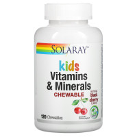 Мультивитамины для детей, Children's Vitamins and Minerals, Solaray, вкус вишни, 120 таблеток