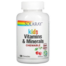 Мультивітаміни для дітей, Children's Vitamins and Minerals, Solaray, смак вишні, 120 таблеток