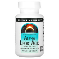 Альфа-липоевая кислота, Alpha Lipoic Acid, Source Naturals, замедленного высвобождения, 300 мг, 60 таблеток