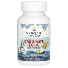 Рыбий жир для детей, Children's DHA, Nordic Naturals, возраст 3-6 лет, клубника, 360 мини-жевательных мягких гелей