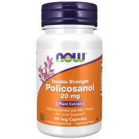 Полікозанол, Policosanol, Now Foods, подвійна сила, 20 мг, 90 вегетаріанських капсул