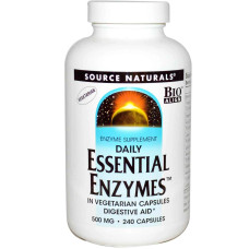 Ферменты для пищеварения, Essential Enzymes, Source Naturals, вегетарианские, 500 мг, 240 капсул