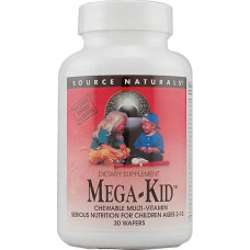 Витамины и минералы для детей, Mega-Kid, Source Naturals, вкус ягод, 30 вафель
