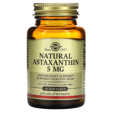 Астаксантин, Astaxanthin, Solgar, 5 мг, 60 гелевых капсул