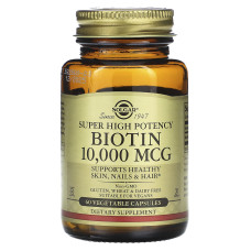 Біотин, Biotin, Super High Potency, Solgar, висока ефективність, 10000 мкг, 60 капсул