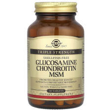 Глюкозамін хондроїтин МСМ, Glucosamine Chondroitin MSM, Solgar, потрійна сила, 60 таблеток