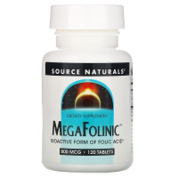 Фолінова кислота, MegaFolinic, Source Naturals, 800 мкг, 120 таблеток