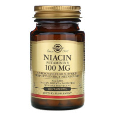 Витамин В3 (ниацин), Niacin (Vitamin B3), Solgar, 100 мг, 100 таблеток
