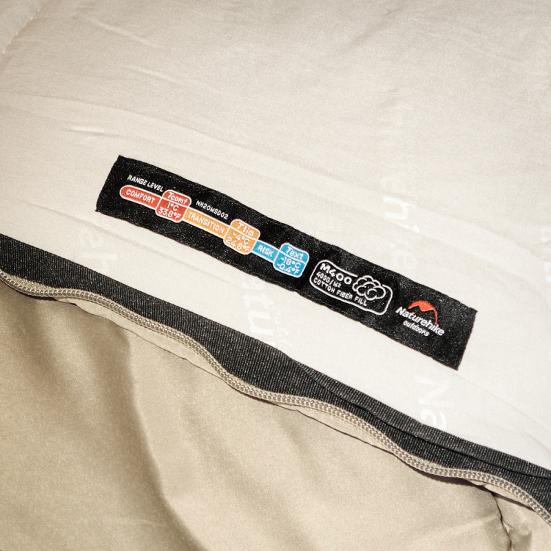 Спальник з капюшоном із звичайним мішком для зберігання Naturehike M400 CNK2350WS023, (1°C), правий, зелений