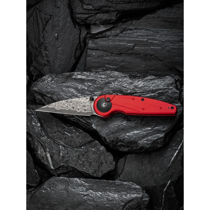 Ніж складаний туристичний Civivi Starflare, (8.4 см) Damascus / Aluminum червоний