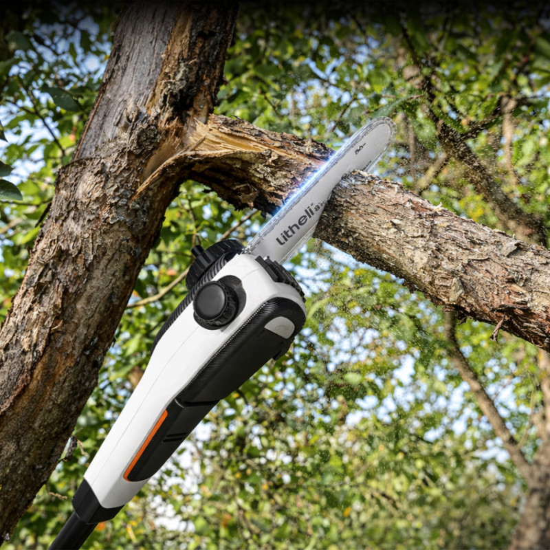 Висоторіз-кущоріз Litheli телескопічний, 340 мм, живлення від павербанку (УМБ Litheli Power Bank 20000 mAh, 45 W, 2,5 А в комплекті)