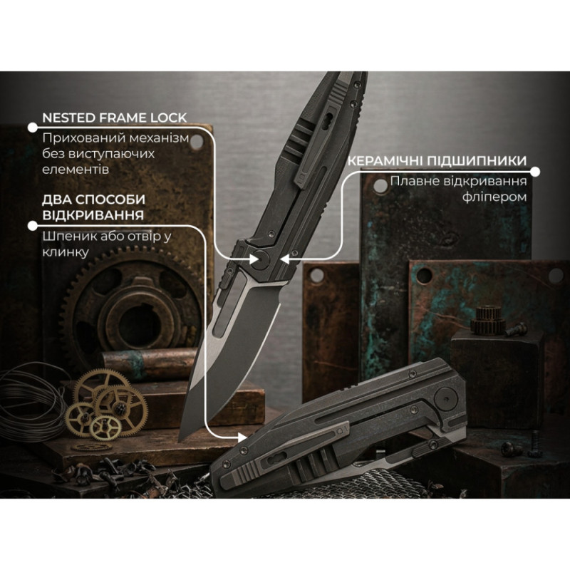Ніж складаний туристичний Weknife Reveille (9.7 см) Bohler M390 / Titanium оливково-сірий
