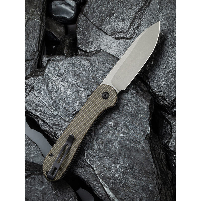 Ніж складаний туристичний Civivi Elementum Pocket, (8.9 см) 14C28N / Micarta сірий
