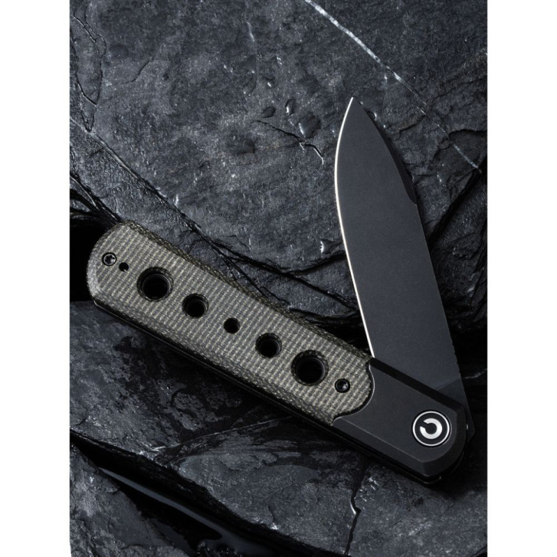 Ніж складаний туристичний Civivi Banneret, (8.8 см) Nitro-V / Stainless & Micarta чорний