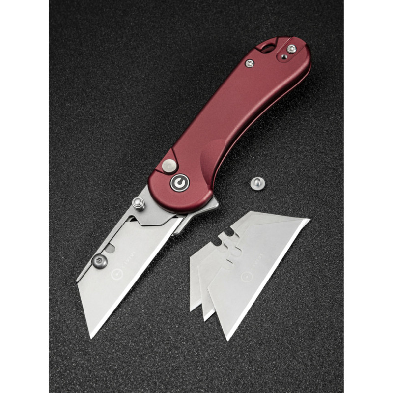 Ніж трапеція складаний кишеньковий Civivi Elementum Utility, (5.8 см) 6Cr13 / Aluminum червоний