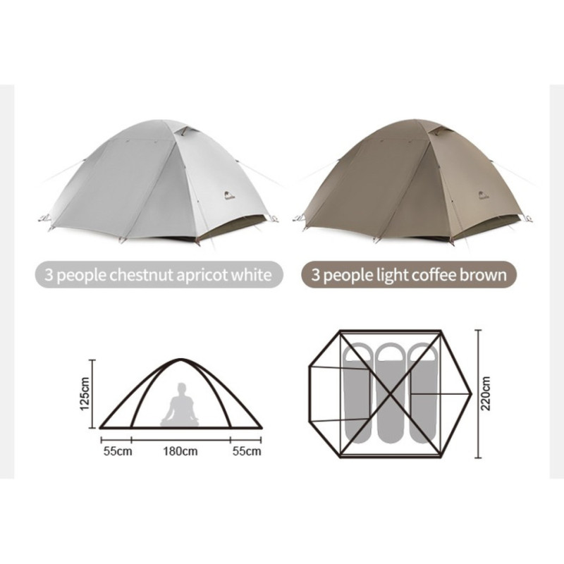 Намет тримісний Naturehike Greek Style CNK2300ZP024 світло-кавовий