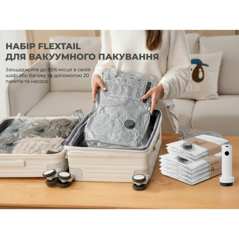 Набір для вакуумного пакування Vollyc by Flextail (NANO BAG SET), 20 пакетів + насос