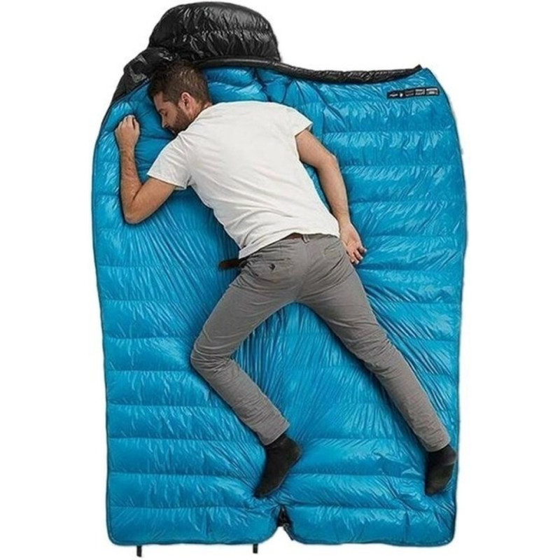 Спальник з натуральним пухом Naturehike CW400 NH18C400-D, p-р L, чорно-блакитний