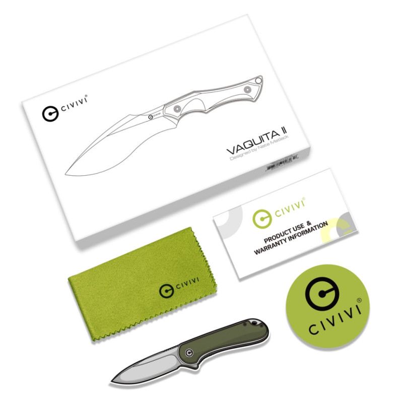 Ніж складаний туристичний Civivi Hypersonic, (9.4 см) 14C28N / Steel & G10 чорно-зелений