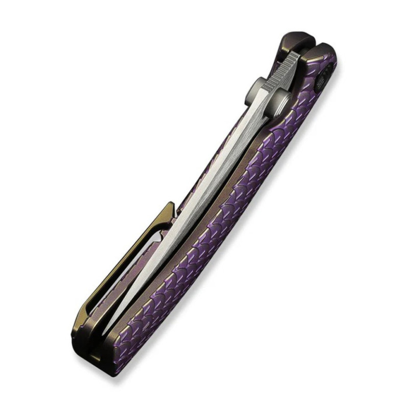 Ніж складаний туристичний Weknife Dracarys, (9.1 см) Böhler M390 / титан 6AL4V фіолетовий/золотий