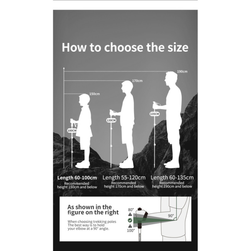 Трекінгова палиця 3-сек. Naturehike CNK2550DS010, 55-120 см, алюміній, зелена