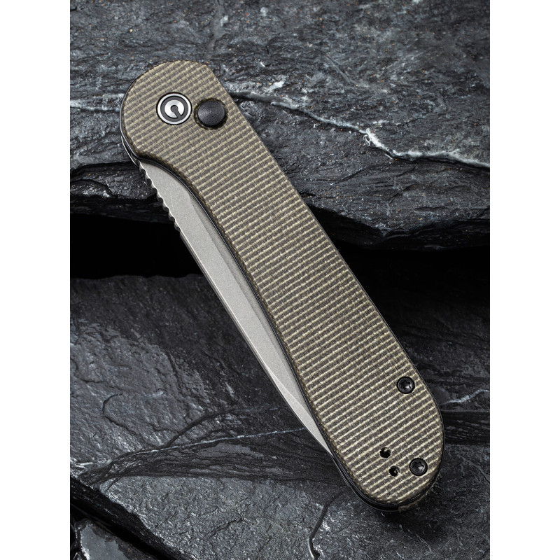 Ніж складаний туристичний Civivi Elementum Pocket, (8.9 см) 14C28N / Micarta сірий