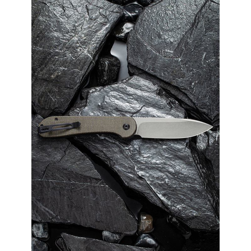 Ніж складаний туристичний Civivi Elementum Pocket, (8.9 см) 14C28N / Micarta сірий