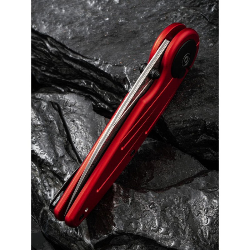 Ніж складаний туристичний Civivi Starflare, (8.4 см) Damascus / Aluminum червоний