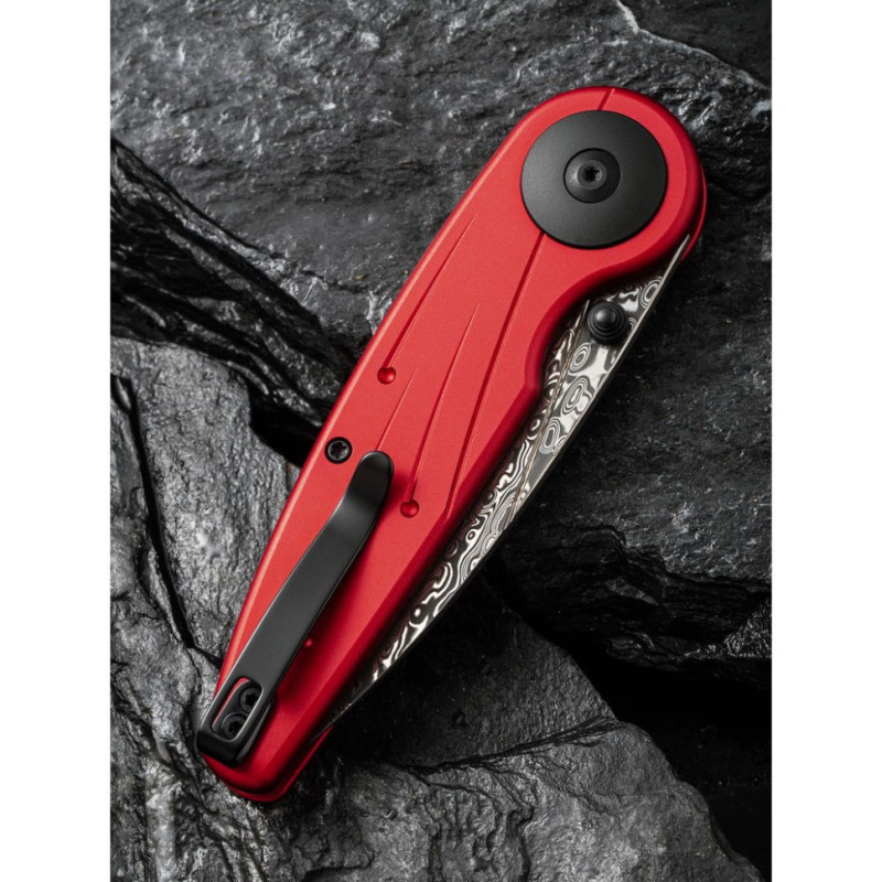 Ніж складаний туристичний Civivi Starflare, (8.4 см) Damascus / Aluminum червоний