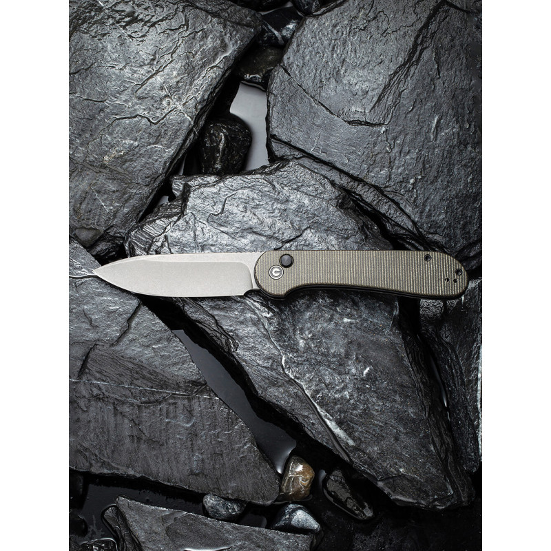 Ніж складаний туристичний Civivi Elementum Pocket, (8.9 см) 14C28N / Micarta сірий